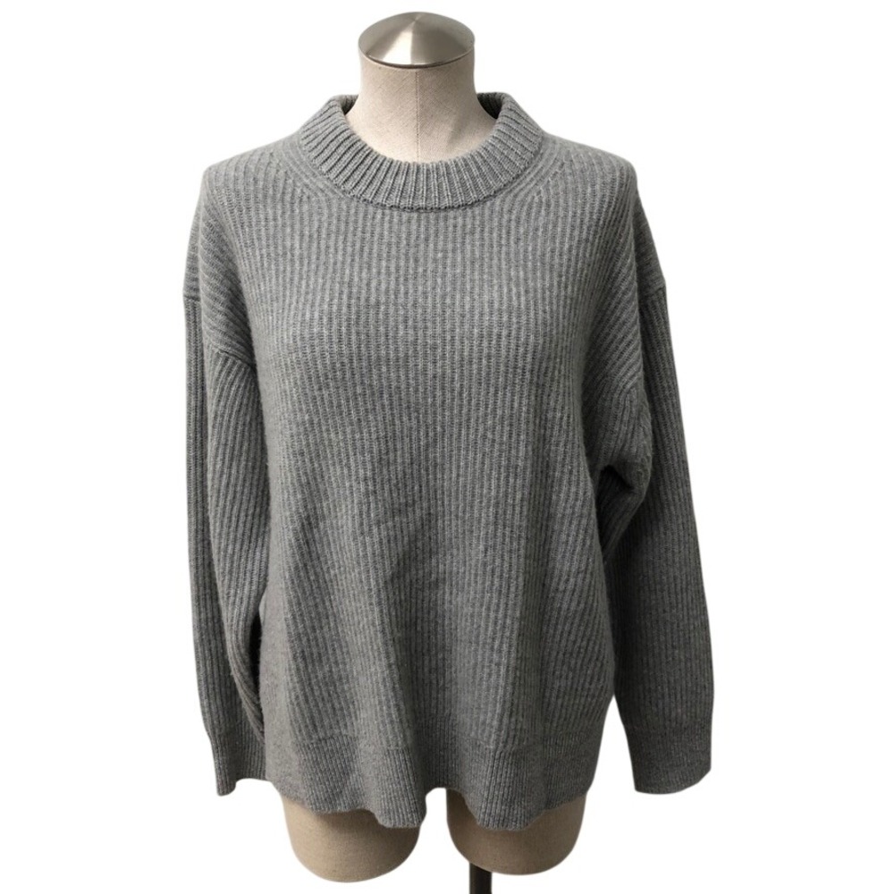 J.Crew Cashmere Sweater Womens Medium Gray Ribbed Crewneck CE673 Luxury Soft